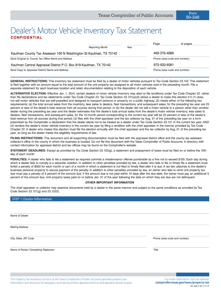 Kaufman County Tax Statement Fill Online, Printable, Fillable, Blank