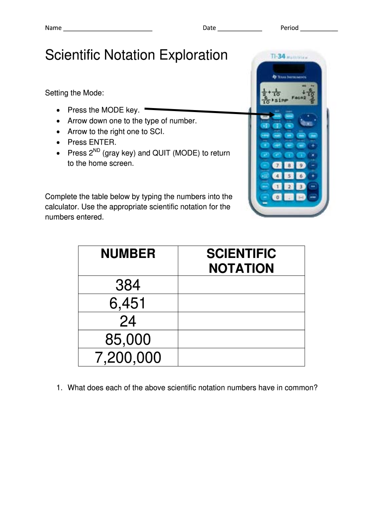 Fillable Online Scientific Notation Exploration Fax Email Print pdfFiller