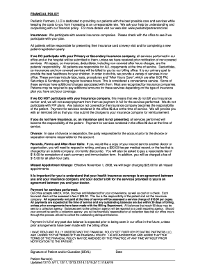 Pediatric Partners Financial Policy