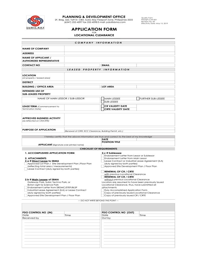 Locational Clearance Form Fill Online, Printable, Fillable, Blank