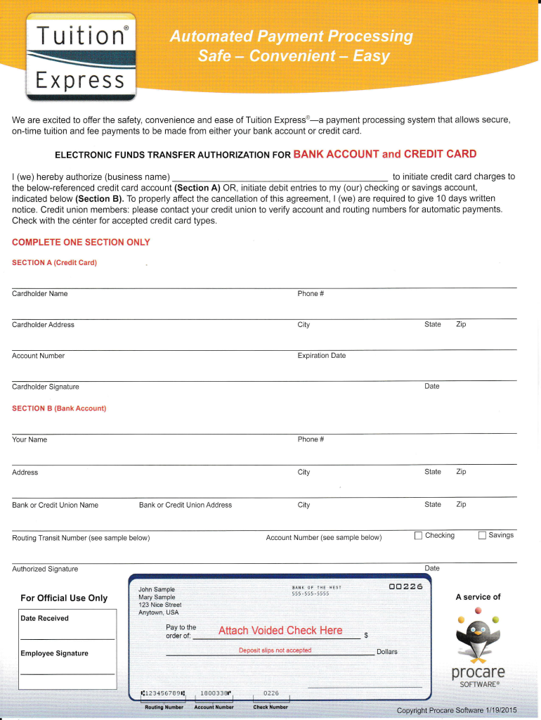Fillable Online Tuition Express Packet - FBR Child Development Centers ...