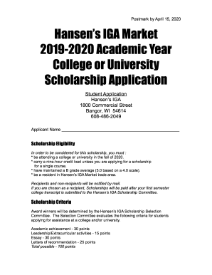 Hansen's IGA Scholarship - School District of West Salem, WI