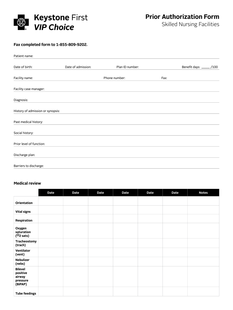 Fillable Online Prior Authorization Form Skilled Nursing Facilities
