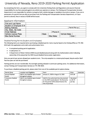 2019-2020 Disabled Parking Permit Application