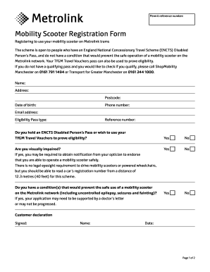 Mobility Scooter Registration Form