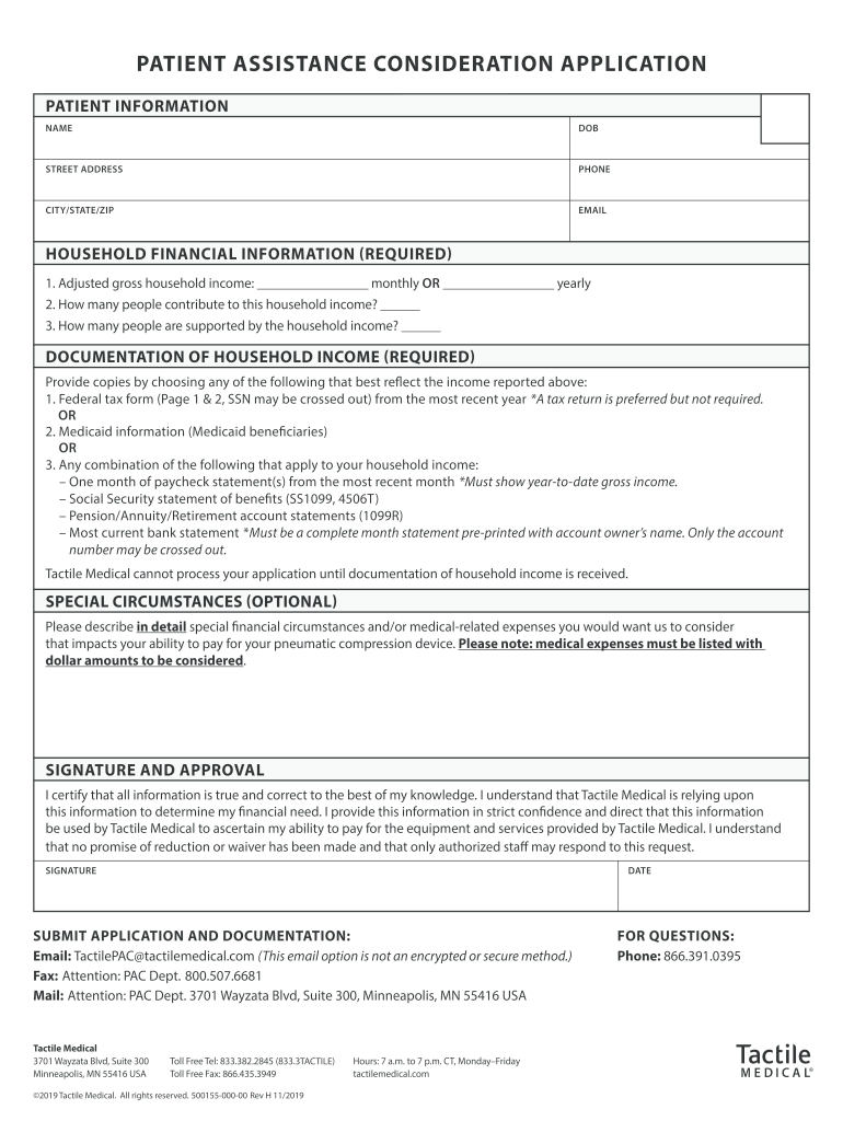 patient assistance consideration application - Tactile Medical Preview on Page 1