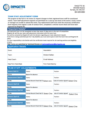 TEAM STAFF ADJUSTMENT FORM - ringettebc.ca