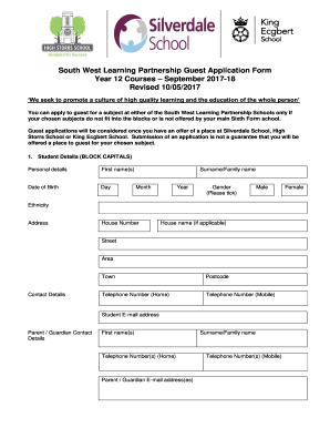 South West Learning Partnership Guest Application Form Year ...