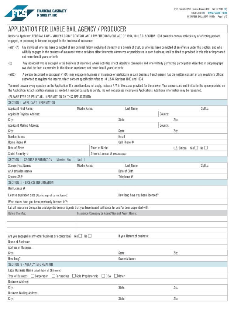 Bail Forms Archives - Financial Casualty & Surety Preview on Page 1