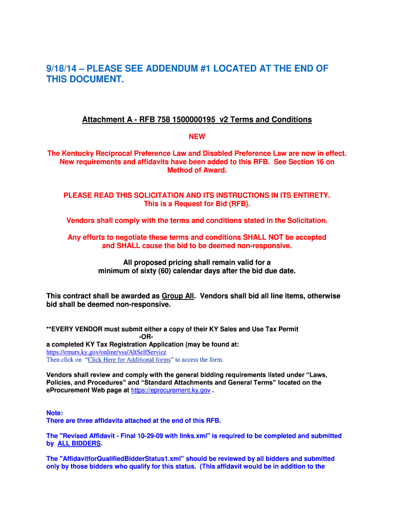 Fillable Online 9/18/14 PLEASE SEE ADDENDUM #1 LOCATED AT THE END OF ...