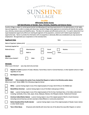 Fillable Online Pre-Offer Affirmative Action Survey Self-Identification ...