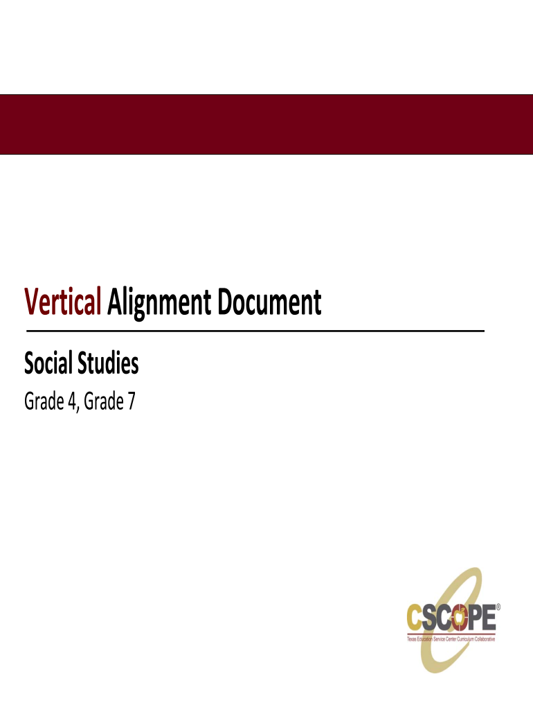 Fillable Online PreK6 Social Studies TEKS Vertical Alignment Process