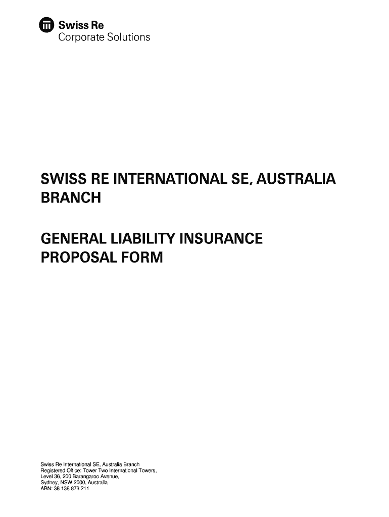 Fillable Online SWISS RE INTERNATIONAL SE, AUSTRALIA Fax Email Print