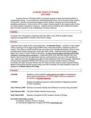 Academic Honors in Writing