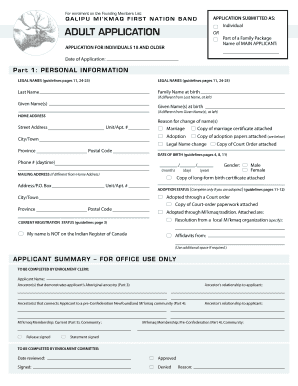 Qalipu Mi'kmaq First Nation Band Application