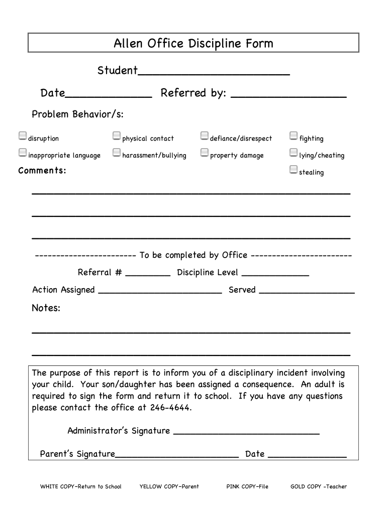 Discipline Referral Form Fill Online Printable Fillable Blank 
