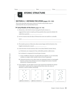 Atomic Structure Worksheet