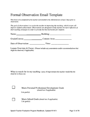 Formal Observation Email Template pdf - Southgate Schools