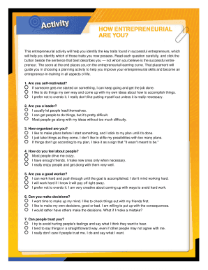 Entrepreneurial Assessment Quiz