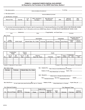 FORM P-4 MANUFACTURER'S PARTIAL DATA REPORT ... - ASME