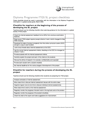 ITGS SL Project Checklist