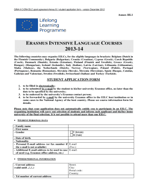 Erasmus Intensive Language Courses Student Application Form