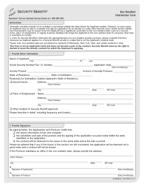 Non-Resident Annuity Information Form