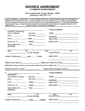 Michigan Divorce Agreement