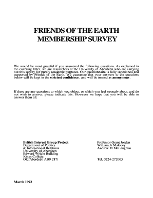 Friends of the Earth Membership Survey