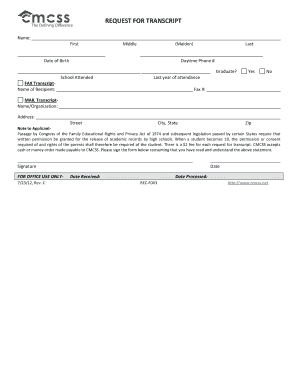 Request for Transcript Form