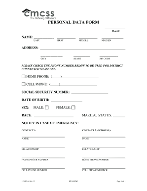 Personal Data Form