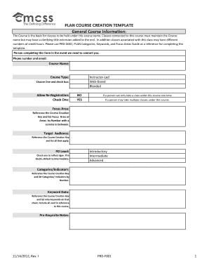 PLAN COURSE CREATION TEMPLATE