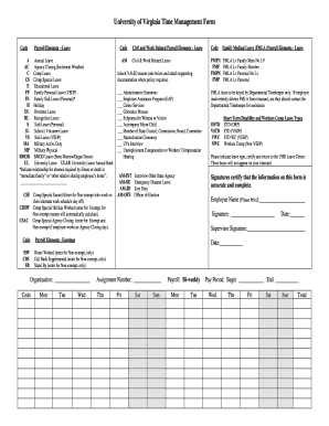 University of Virginia Time Management Form