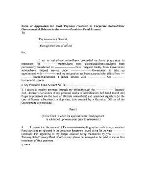 Provident Fund Final Payment Application
