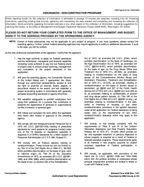 Assurances Non-Construction Programs