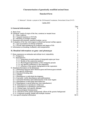 Characterisation of genetically modified animal lines: Standard form ... - altex