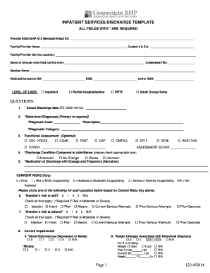 Inpatient Services Discharge Form
