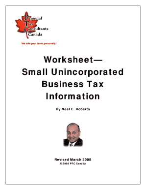 Small Unincorporated Business Tax Worksheet
