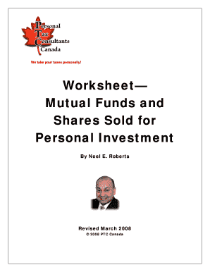 Mutual Funds and Shares Sold Worksheet