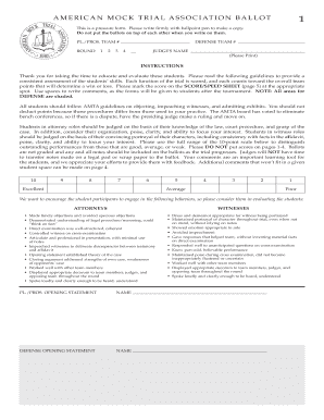 American Mock Trial Association Ballot
