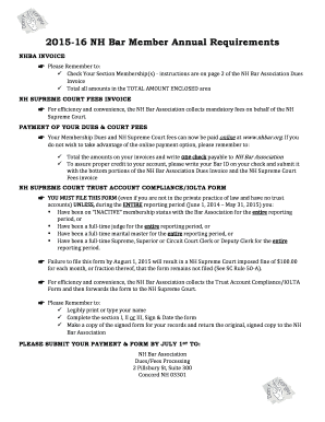 New Hampshire Supreme Court Trust Account Compliance Form
