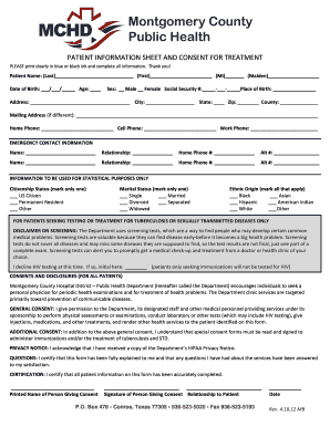 Patient Information Sheet and Consent for Treatment