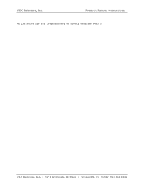 VEX Robotics Product Return Instructions