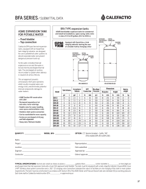 BFA Series Expansion Tank Submittal Data