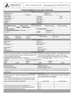 Standard Membership and Account Application