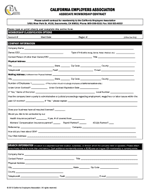 Please submit contract for membership to the California Employers Association
