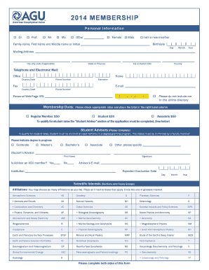 2014 AGU Membership Application Form