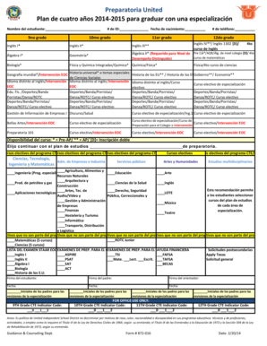 Plan de cuatro años para graduar