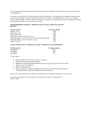 Accidental Death and Dismemberment Claim Form