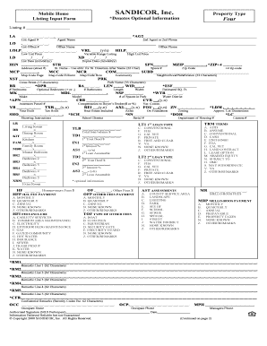 Mobile Home Listing Input Form